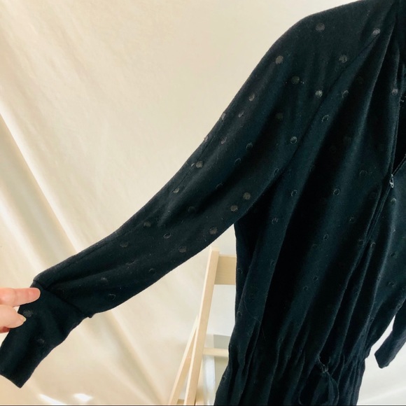 Vintage Chetta B Sherrie Bloom Peter Noviello Black Wool Dress Zip Turtleneck L - Picture 6 of 8